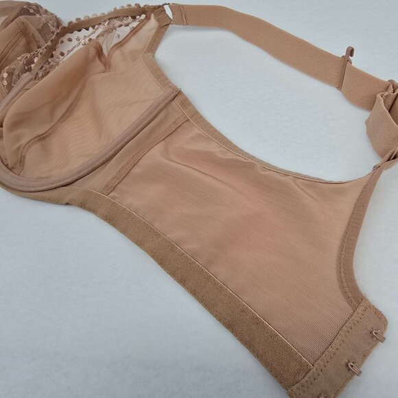 Elomi MATILDA 8900 Bra 38I Beige Side Support T-Strap Hook Full Coverage Sheer - Picture 14 of 14